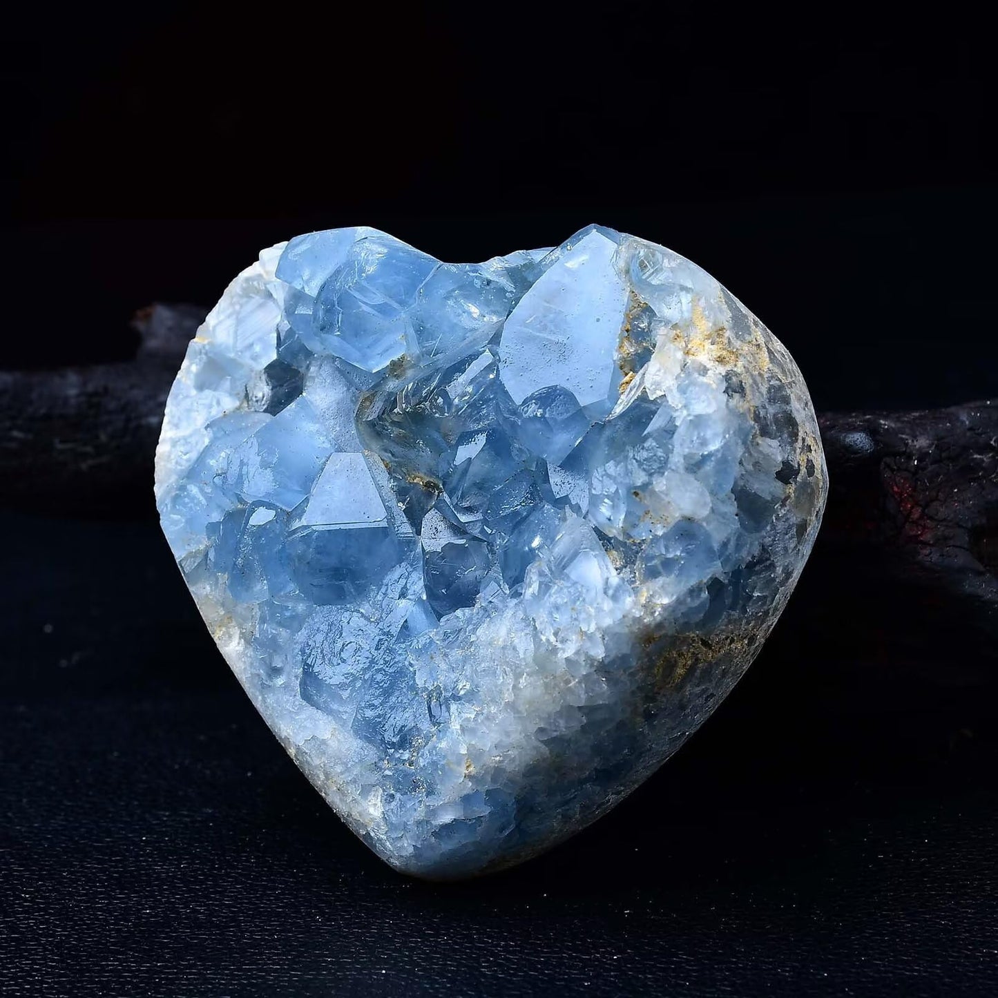 FZBHRO Extra Large Blue Celestite Geode Heart Healing Crystal Stone Collection Mineral Specimen with Stand Home Office Decor 2.2-2.6 Pound