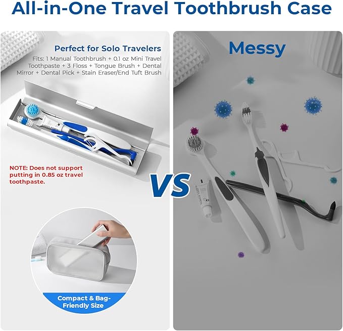 Wider Aluminum Toothbrush Travel Case, Portable Travel Toothbrush Holder