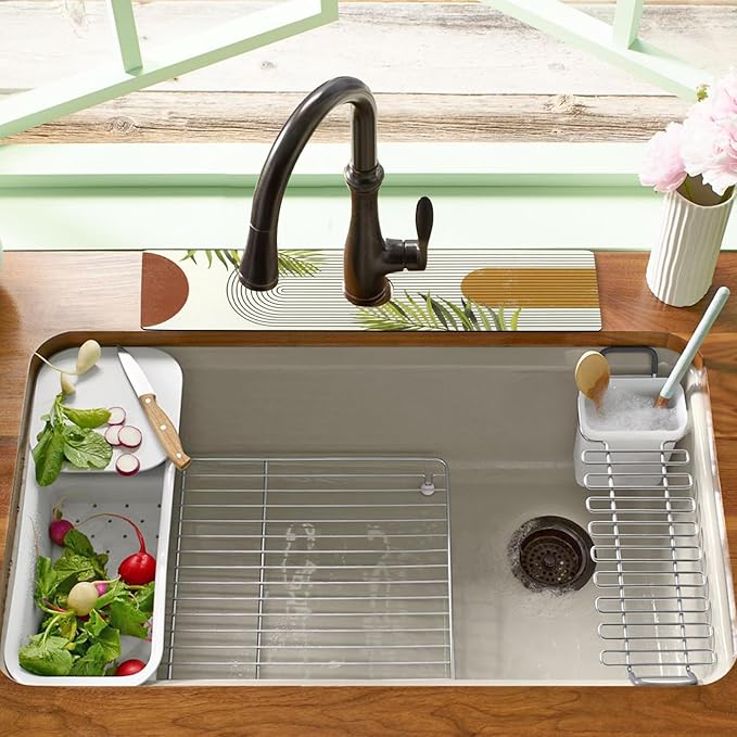 24.5" x 15.5" Dish Drying Mat & 24" x 5.5" Sink Splash Guard, Super Absorbent
