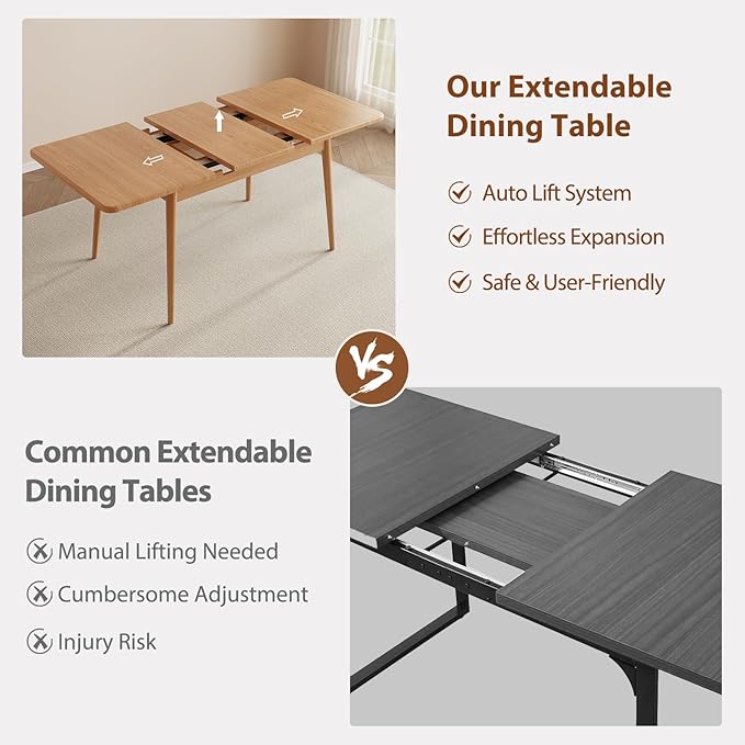 Muwuele Solid Wood Extendable Dining Table