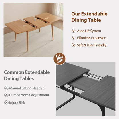 Muwuele Solid Wood Extendable Dining Table for 4-8 People with Seamless Extension from 47.2 to 63 Inches, Easy Assembly, Expandable Tables for Small Spaces, Dining Room, Kitchen, Living Room, Natural
