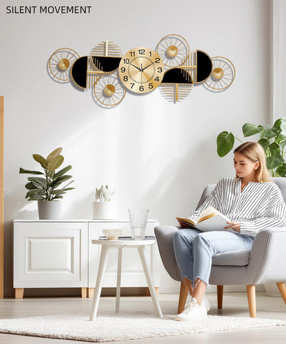 Large Wall Clock,Modern Silent Non-Ticking Metal Wall Art Wall Clocks Battery Operated, Horizontal or Vertical Hanging Clock for Living Room, Kitchen, Bedroom, or Office Wall Decor (40")