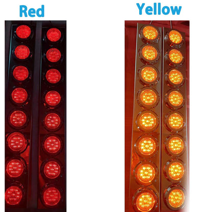 BST BSSP 4PCS Front Air Cleaner Kit 16 Flat Red+Yellow LED Lights & Bezels -For Peterbilt Reflector/Clearance Lens/Marker Light, Stainless Steel