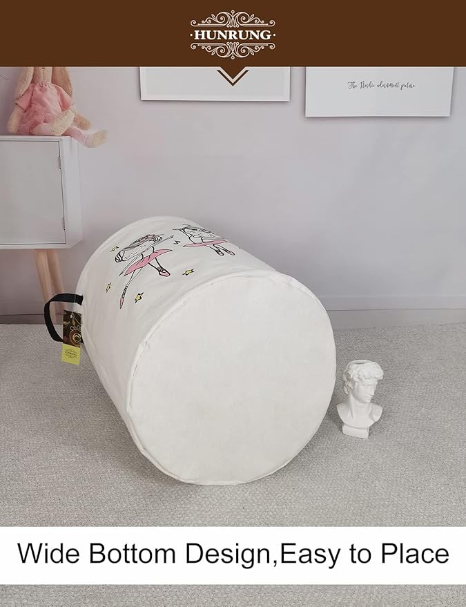 HUNRUNG Laundry Hamper, Large Canvas Fabric Lightweight Storage Basket Toy