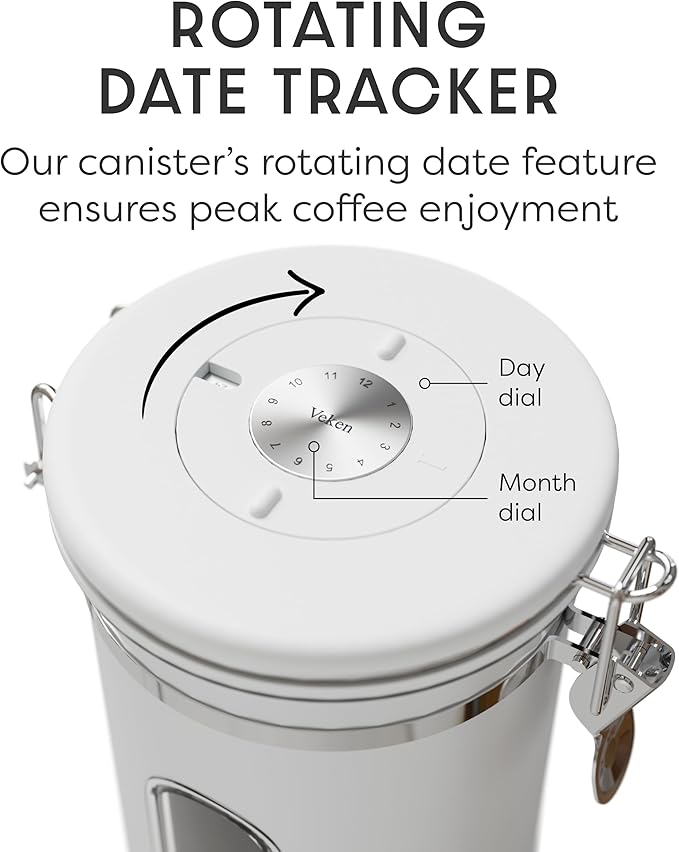 Veken Coffee Canister with Window, Easter Gifts Airtight Stainless Steel