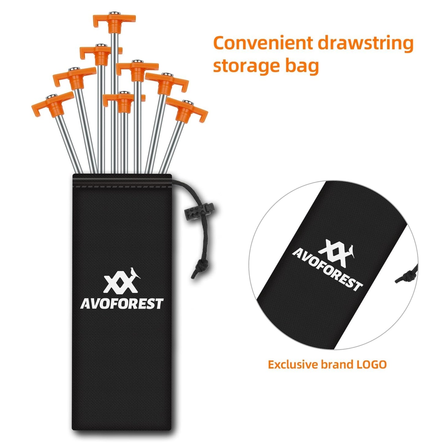 12PCS Tent Stakes Heavy Duty Camping Stakes,AVOFOREST 7.1Inch Non-Rust Metal Tent Pegs Ground Stakes Tent Spikes Camping,Hiking Orange