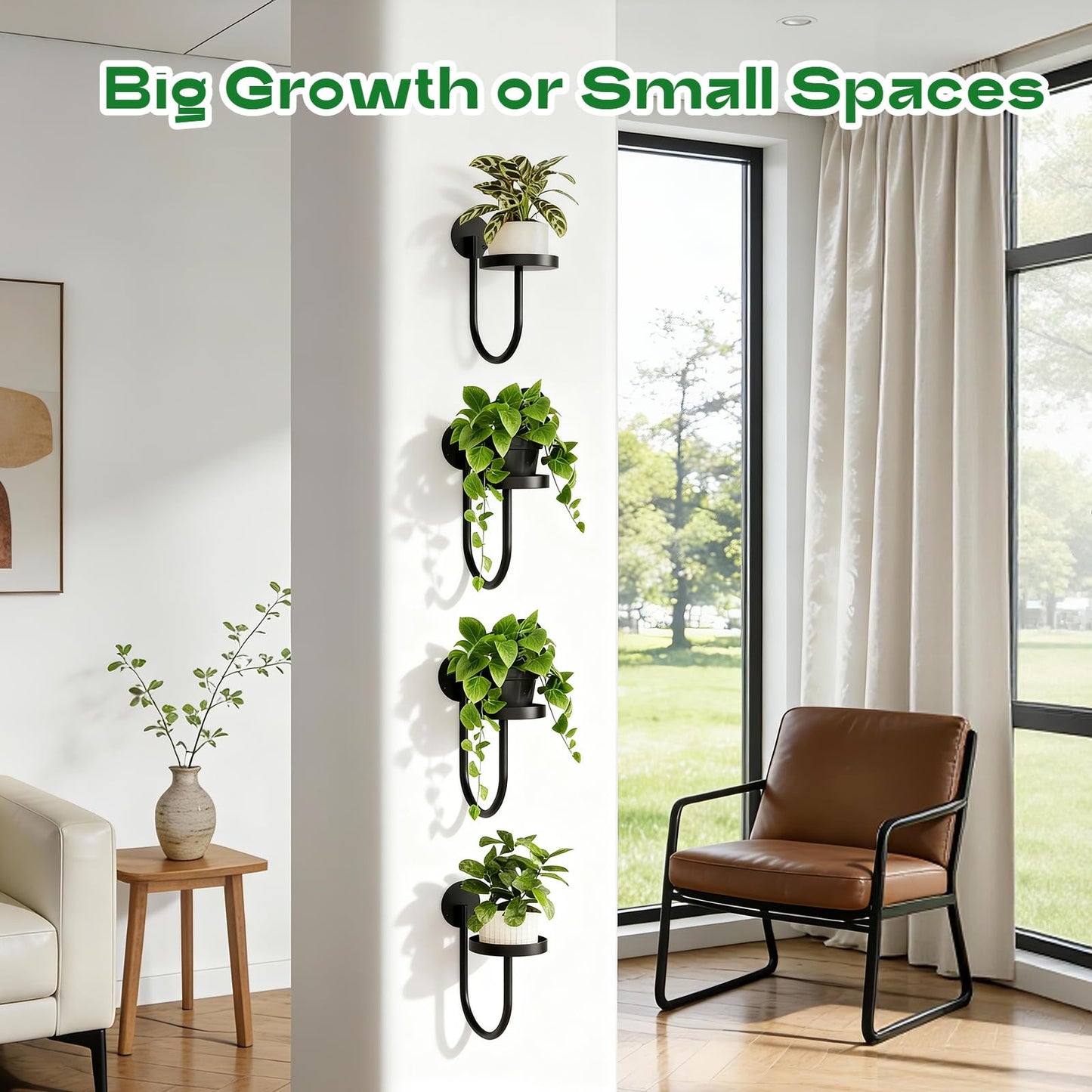 Hanging Planters for Indoor Plants with Garden Shears, 4 Pack Modern Wall Plant Holder & Plant Hanger Indoor, Metal Hanging Planter Set, Window Hanging Plant Holder & Plant Hanger for Home Decor