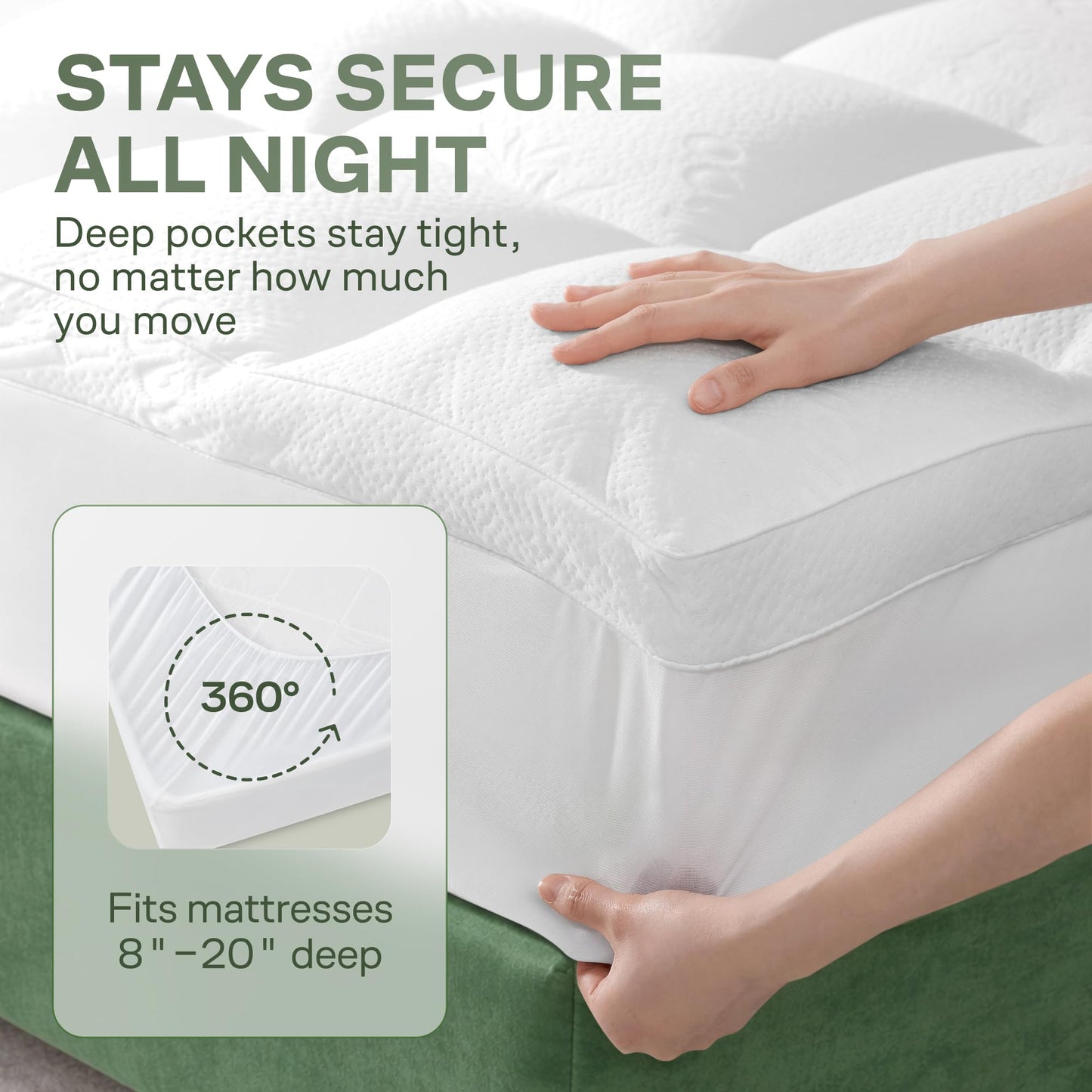 Extra-Thick Twin Size Mattress Topper - Ultra Plush & Soft Viscose Derived from Bamboo Mattress Pad, Naturally Cooling & Perfect for Full Body Support, Snow White