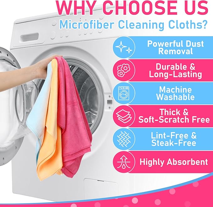 Newwiee 6 Pcs Extra Large Microfiber Cleaning Cloth 30" x 20" Washable Reusable