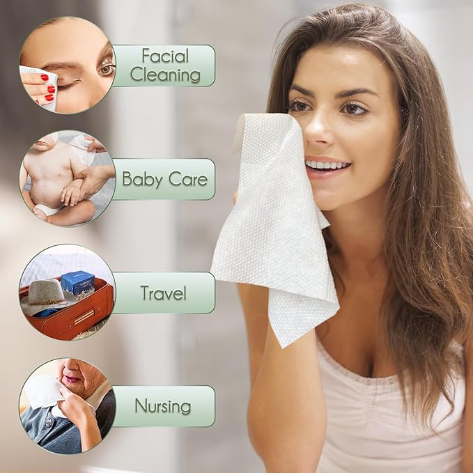 Christmas Style WOWOTEX Disposable Face Towel Biodegradable Large Dry Face