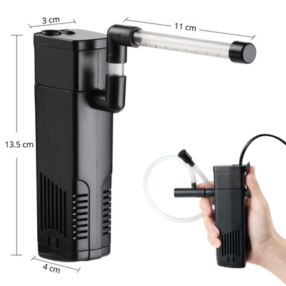 NICREW Fish Tank Filter, Internal Aquarium Filter for Small Tank, Coldwater or Tropical Aquariums, Up to 20L Black