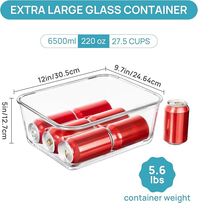 Vtopmart 6.5L/ 220oz/ 27.5cup Extra Large Glass Food Storage Containers