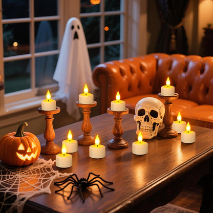 SoulBay Rechargeable Tea Lights, 12pcs Battery LED Flameless Tealight Candles with Remote Control Timer, Candle Light with USB Charging Cables for Home Room Table Halloween Christmas Decorations