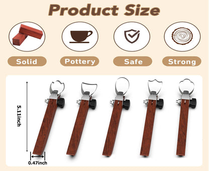 GEOCCI Pottery Handle Making Tool Sculpture Scraper Pottery Carving Tool Pottery Cup Handle Shape Tool for Tea Cup Mug Utensil Vase Handle Clay Cutters (5 PCS)