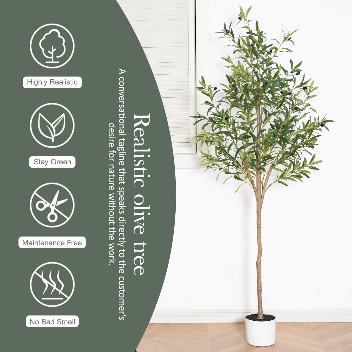 Sillaff Olive Tree 6FT Fake Tree Faux Plants Indoor with Pot Artificial Tree Nearly Natural Olive Branches and Fruits for Living Room Home Office Decorations