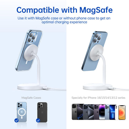 Syncwire Wireless Charging Stand - 2 in 1 Free Rotation Magnetic Charger Station for MagSafe Compatible with iPhone 16, 15, 14, 13, 12 Pro Max, Pro, Mini, Plus, AirPods