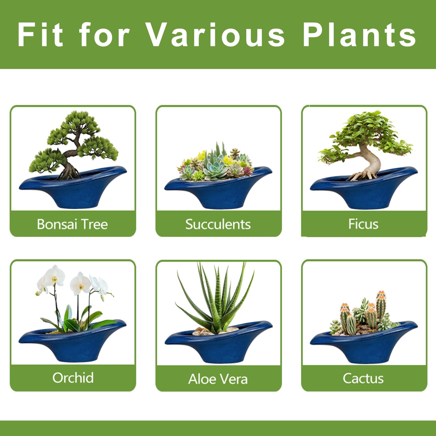 Teagas Bonsai Tree Pot 18 Inch - Ceramic Succulent Pots Large Bonsai Planter for Indoor Outdoor Plants Decorative Plant Pot with Drainage Hole Flower Pot for Home Garden Room Decor Blue