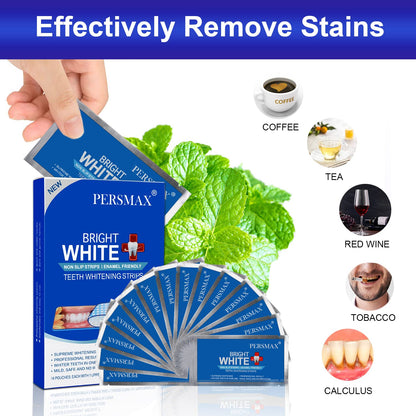 PERSMAX Teeth Whitening Strips for Teeth Sensitive, Non-Slip Enamel-Safe Strips, Professional and Safe Teeth whitening Strips, for Smoking/Coffee/Soda/Wine Stain, 28 Strips 14 Treatments (Mint)