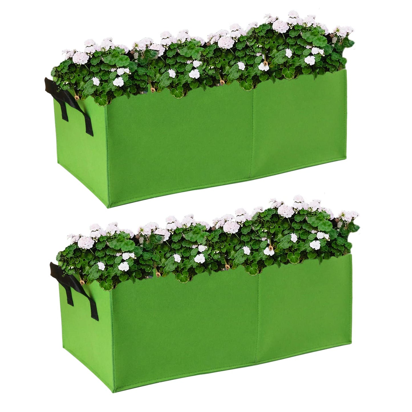 Auroal 10 Gallon Grow Bags 2 Pack, 2 Compartments Rectangle Raised Planting Bags, 400g Heavy Duty Nonwoven Fabric Planter Pots for Vegetable Tomato Herb Flower Indoor Outdoor Gardening (Green-S)
