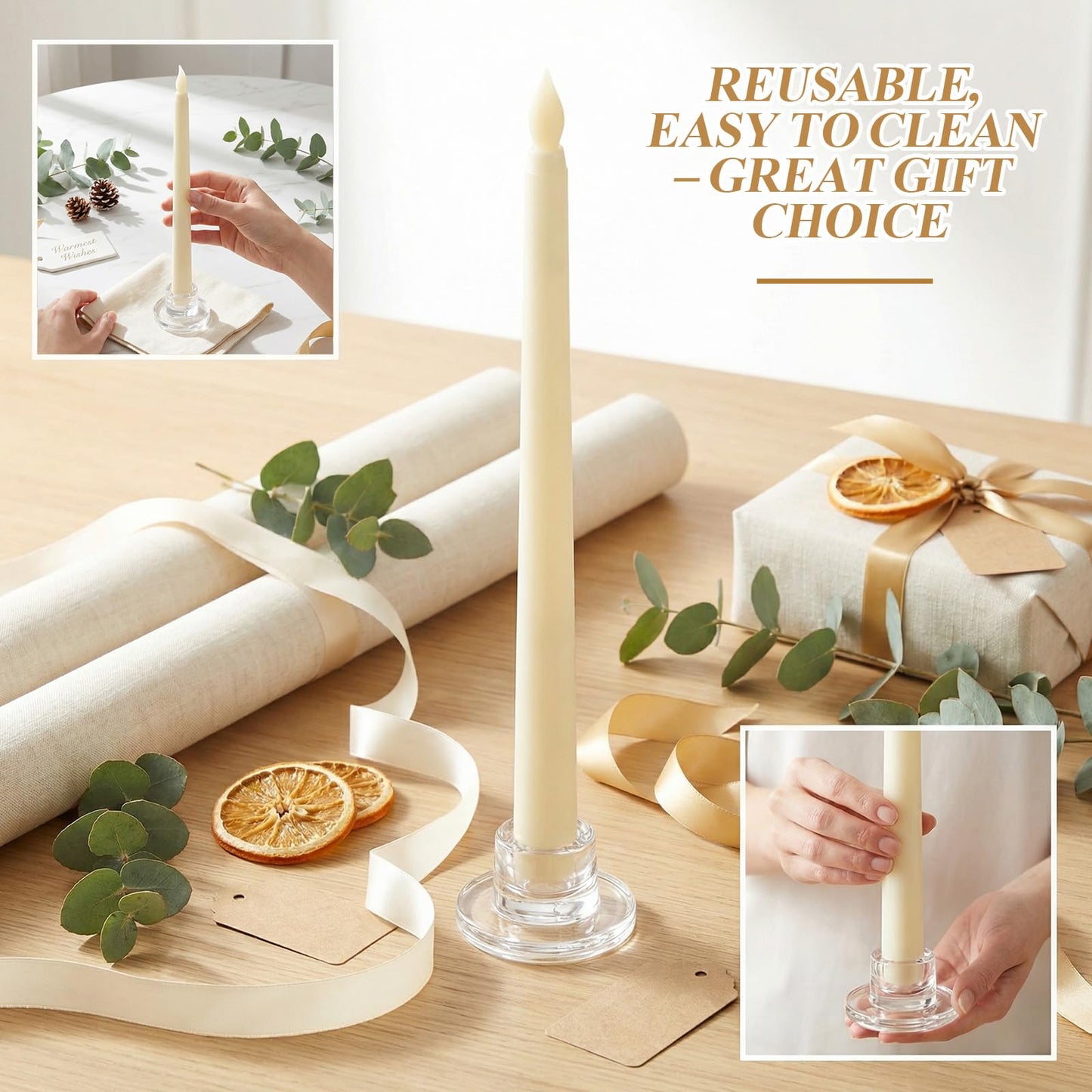 Ferrochef 36 Pcs Glass Tapered Candlestick Holders Bulk Clear Short Taper Candle Holders Small Glass Candle Base for Table Centerpieces Wedding Christmas Advent Party Decoration