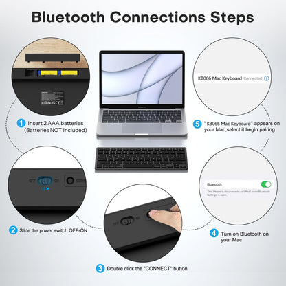 OMOTON Bluetooth Keyboard Compatible with Mac, Compact Wireless Keyboard Compatible with MacBook Pro/Air, iMac, Mac mini/Pro Laptop and PC (Silver)