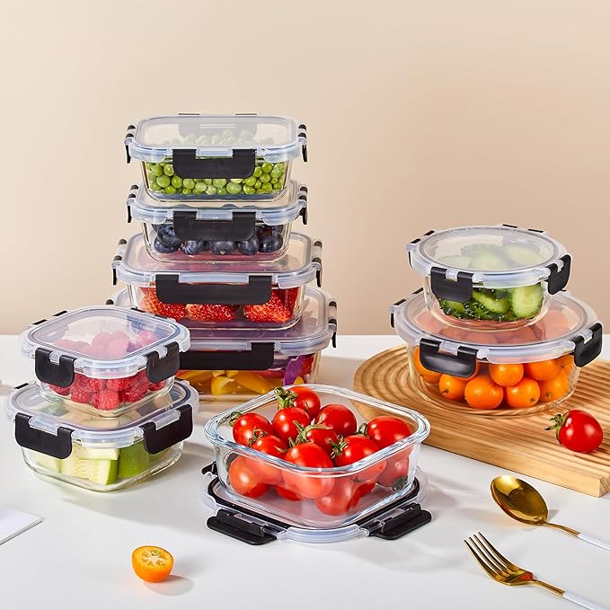 Liuruiyu 12 Pack Glass Food Storage Containers