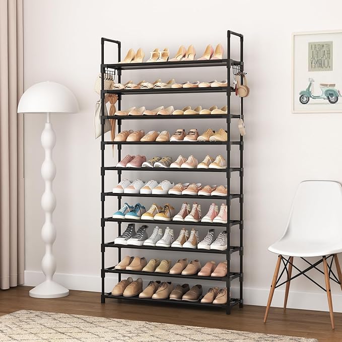 VTRIN 10 Tier Shoe Rack Tall Large Capacity 50 Pair Wide Shoe Organizer