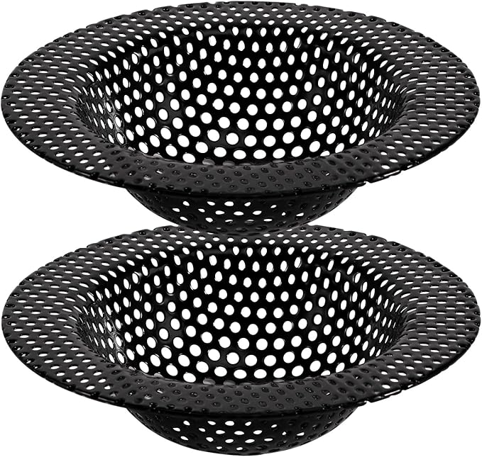 2 Pcs Black Stainless Steel Mesh Sink Drain Strainer, 4.45" Top/2.95" Kitchen