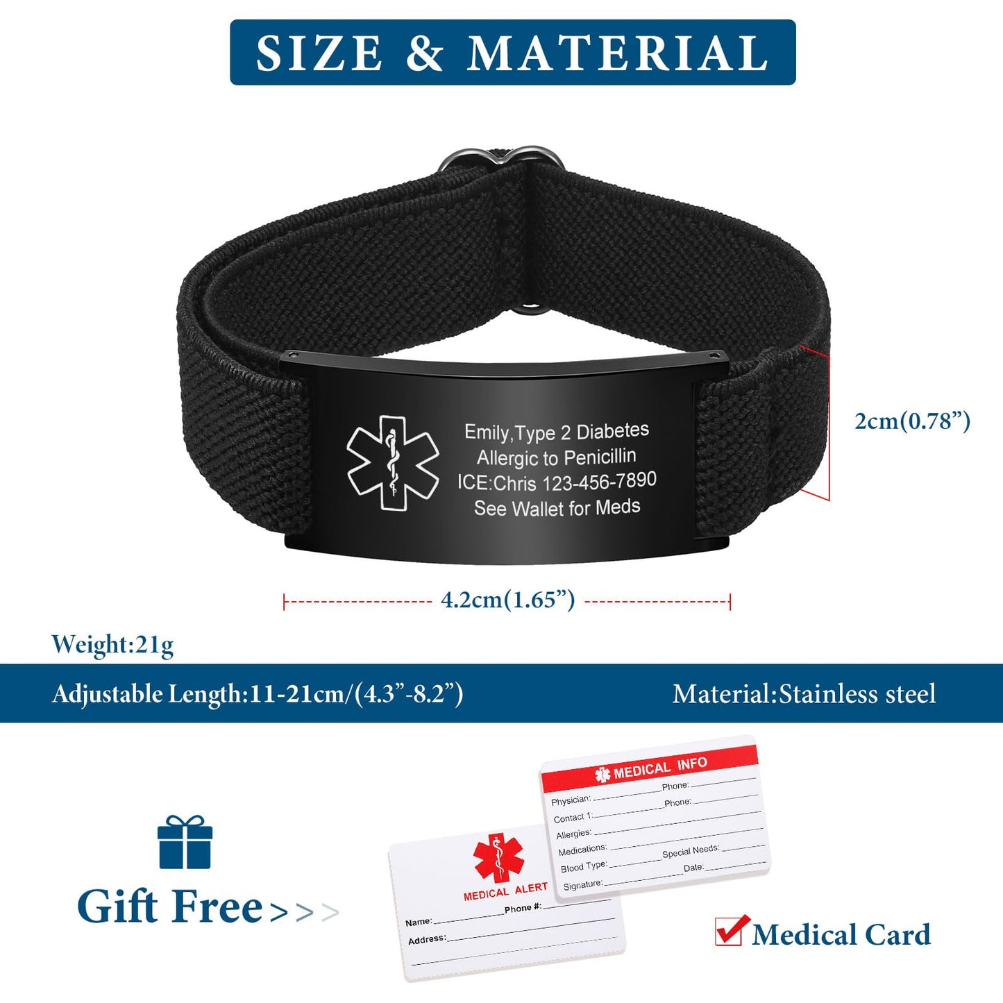 VNOX Medical Alert Id Bracelet for Men, Pacemaker Medical Alert Bracelets for Men Patients Stainless Steel Emergency Bracelets Wristband,Personalized Mens Life Health Alert Bracelet
