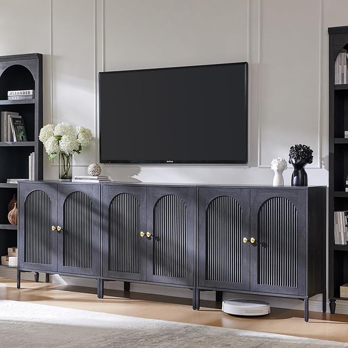 IFBUY Modern Sideboard Buffet Cabinet, 92.63" W Fluted Arched Buffet Cabinet