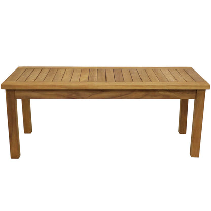 Sunnydaze 45-Inch Solid Teak Rectangular Outdoor Coffee Table - Patio Coffee Table for Outside - Light Brown Wood Stain Finish