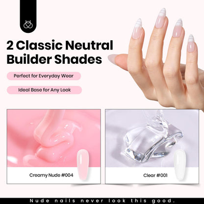 Beetles Hema Free Hard Gel for Nails,2.12 oz 9 in 1 Hard Gel for Nail Extension & Strengthening Broken Nail Repair with Flat Brush 100 Pcs Nail Forms UV LED Lamp Cured Salon Nail Technicians Women