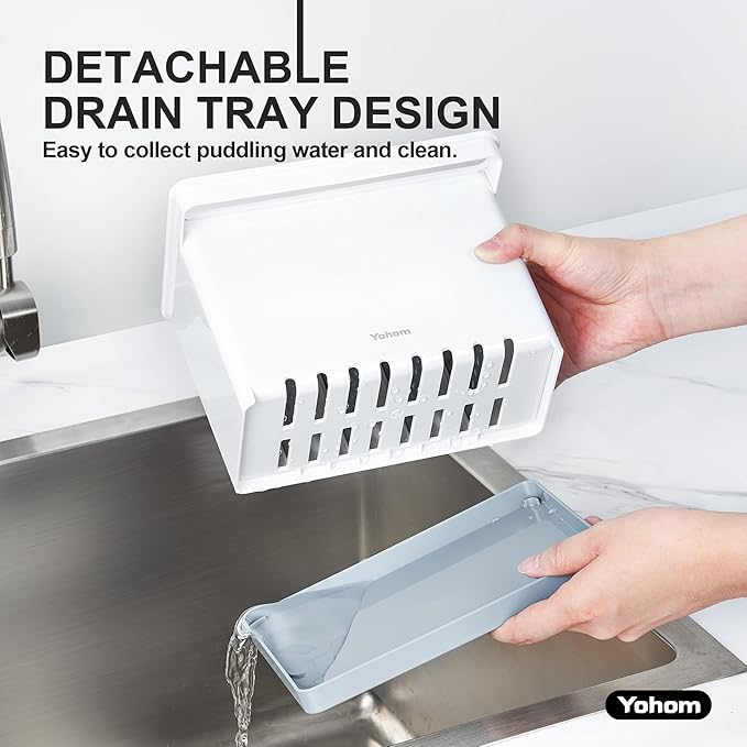 YOHOM Sink Brush Holder for Kitchen Sink Sponge Caddy Countertop Organizer