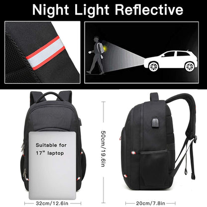 Della Gao Laptop Backpack, Extra Large Anti-Theft Business Travel Laptop Backpack Bag with USB Charging Port, Fit 17 Inch Laptop, Black