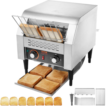 VEVOR Commercial Conveyor Toaster, 300 Slices/Hour, Heavy Duty Stainless Steel, Electric Restaurant Toaster for Toast, Bun, Bagel, Bread