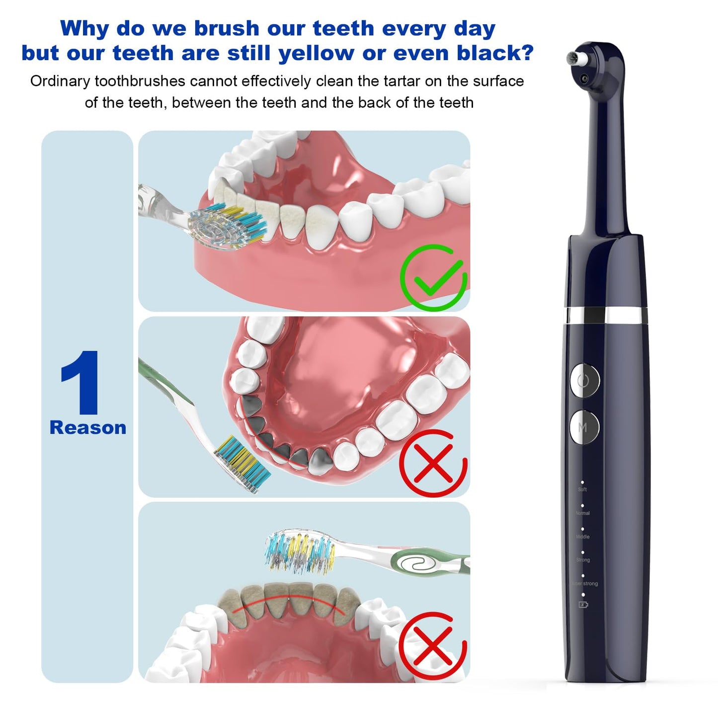 Tooth Polisher,Teeth Polishing Kit for Daily Cleaning,Polishing Then Whitening of Tooth (Professional Toothpaste Include),USB Rechargeable Dental Polisher with LED Light,6 Heads,5 Speed Modes