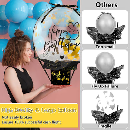 UQM Upgraded Birthday Money Box for Cash Gift Pull, Funny Pull Money Balloon Box Happy Birthday Surprise Set, Birthday Gifts for Women Men Best Friend Girlfriend Wife Sister