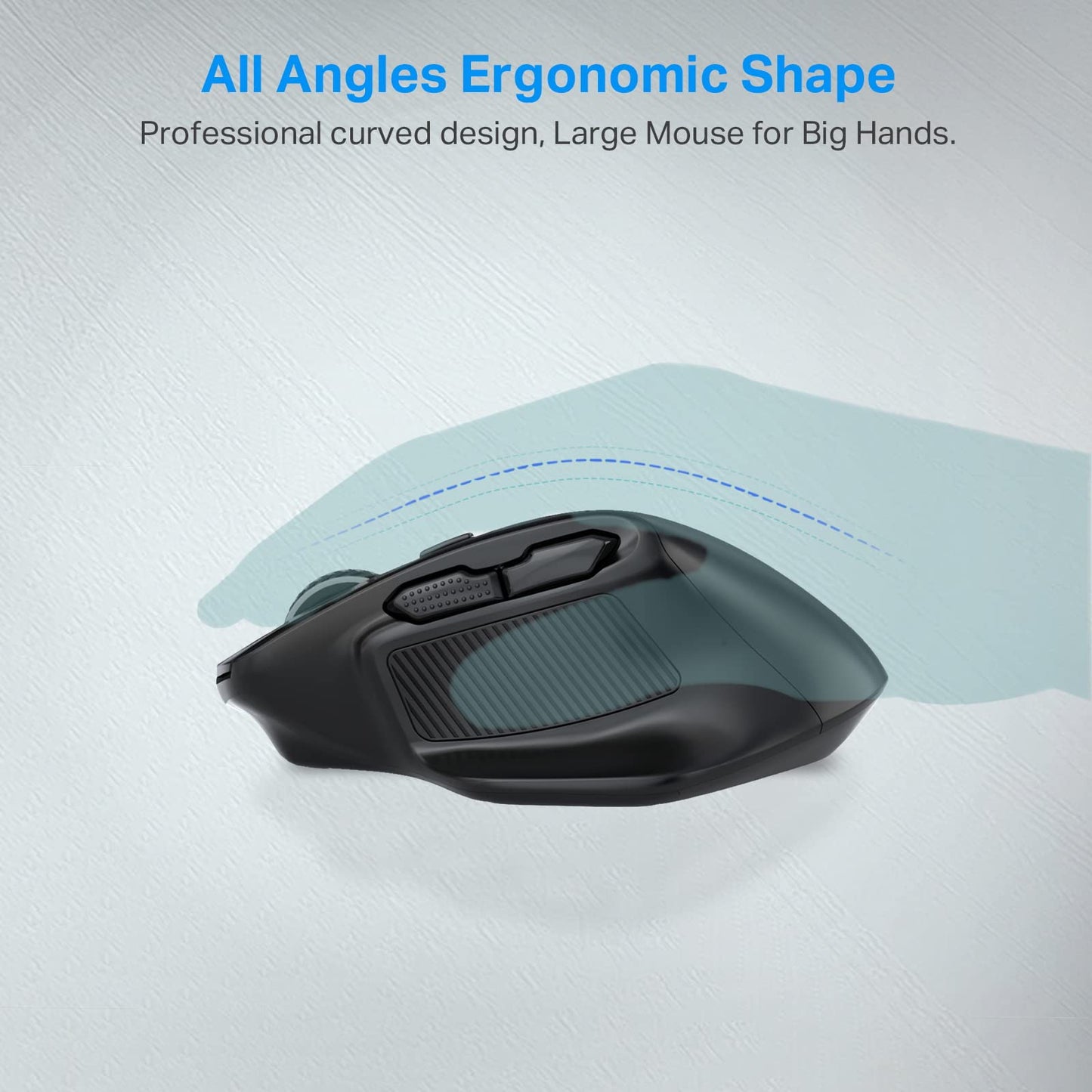 E-YOOSO Large Wireless Mouse for Big Hands, X-31 Cordless Ergo Computer Mouse, 6 Buttons, 5-Level 4800 DPI, 18 Months Battery Life, for Laptop, PC, Chromebook (Black)