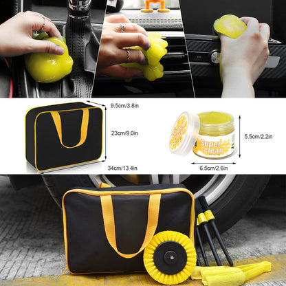 Herrfilk Car Cleaning Set, 20 Pieces Car Care Set, Car Detailing Brush Car Wash Set for Car Cleaning Interior and Exterior, Air Vent, Dashboard, Motor, Wheels, Household Cleaning