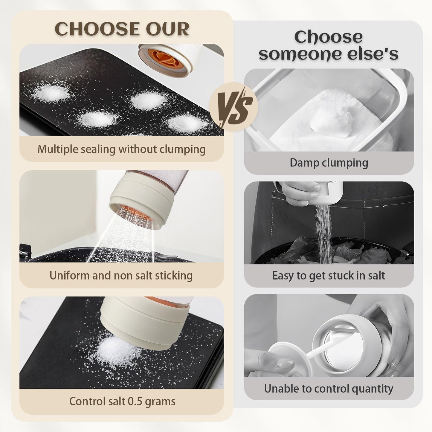 Diakey 2 Pack Salt and Pepper Shakers Set with Lid, Precise Quantitative 0.5g, Moisture-Proof Glass Spice Dispenser Metering Seasoning Bottle Kitchen Salt Control Container