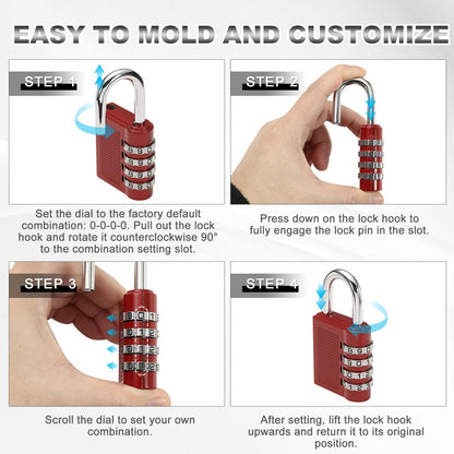 PATIKIL Combination Padlock (Large, Silver), 4-Digit Combo Padlock Resettable Luggage Locks with 0.24 Inch Shackle, Suit for Gym Locker/Fence/Storage/Toolbox/Cabinets