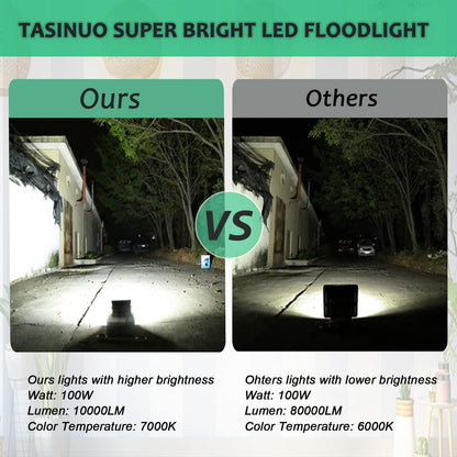 YIQIBRO 100W LED Floodlight Outdoor, 10000LM 6500K Outdoor LED Flood Lights Super Bright Security Light, IP67 Waterproof Spotlight for Garden, Garage, Yard, Patio, Warehouse, Factory