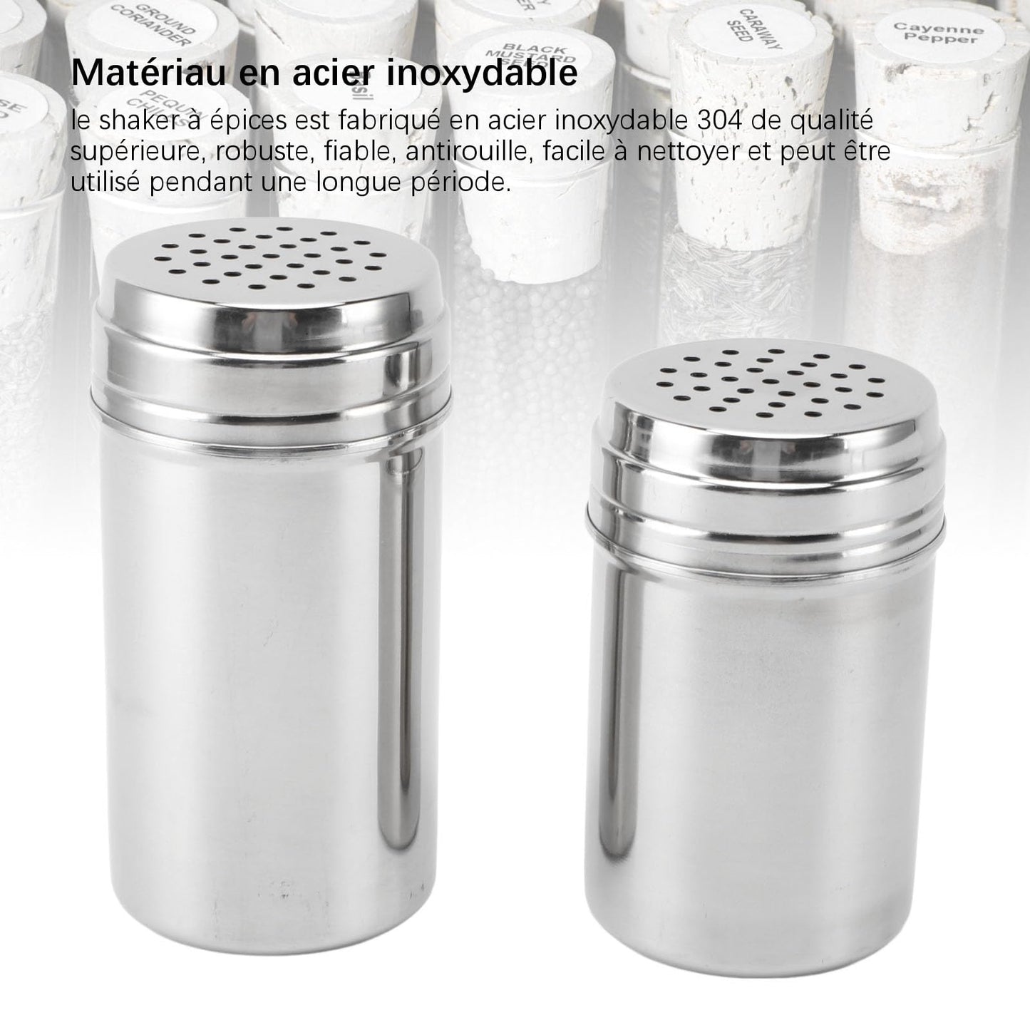 Condiment Shaker, 2PCS 304 Stainless Steel Adjustable Pour Holes Seasoning Dispenser Container Restaurant Organizing Cup for Kitchen Barbecue Camping (Type 2)