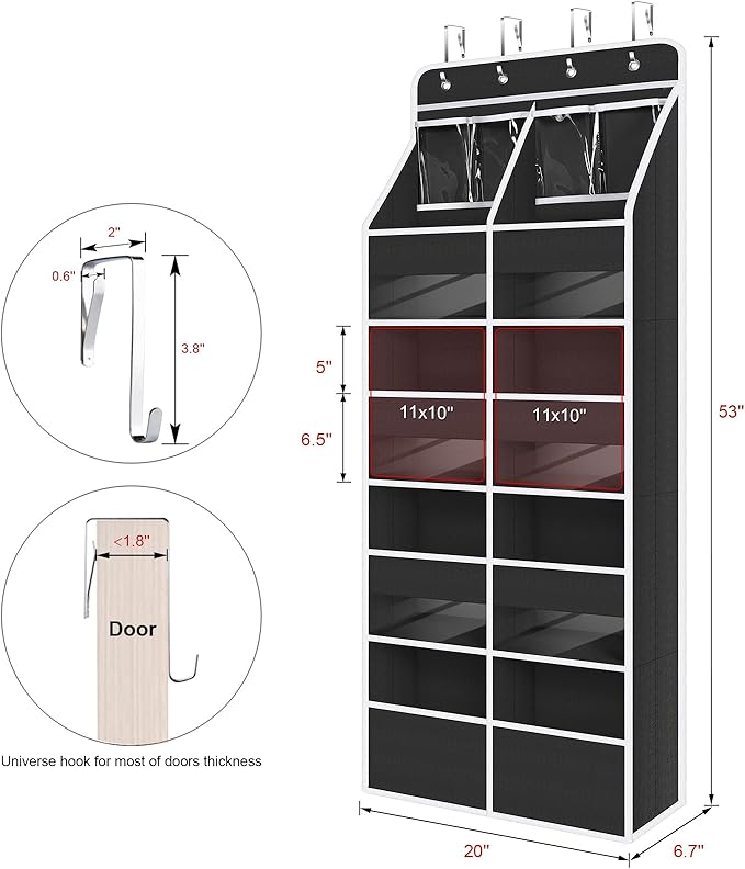 Univivi 5-Shelf Over Door Hanging Organizer Fabric Door Storage