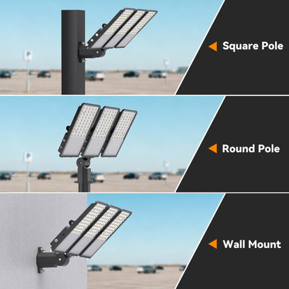 200W Upgraded LED Parking Lot Light with Photocell 30000lm 5000K, ETL, IP66 Waterproof Adjustable 3-Head Commercial Lighting Outdoor, Pole Mount, Flood Lights for Roadways, Driveways