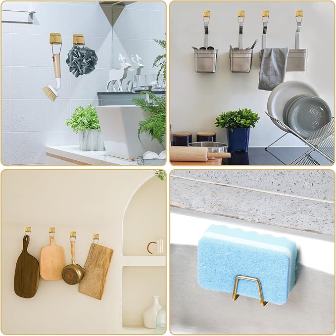 2Pcs Adhesive Sponge Holder for Kitchen Sink Essentials, Stainless Steel Dish