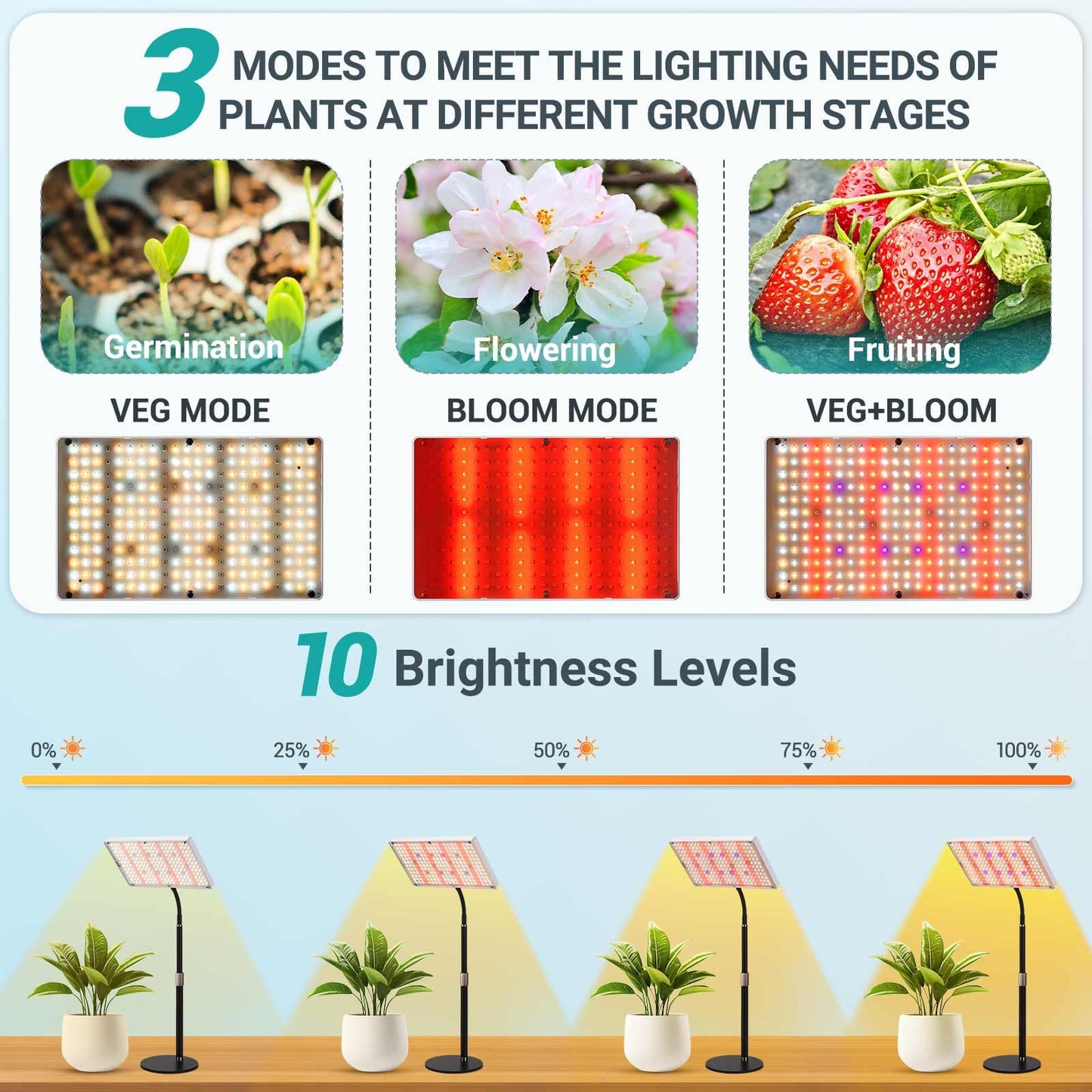DragonLight Upgrade Desk LED Grow Lights, Full Spectrum Dimmable Grow Light with Remote Control for Greenhouse and Indoor Plant Veg and Flower Growing [Tabletop]