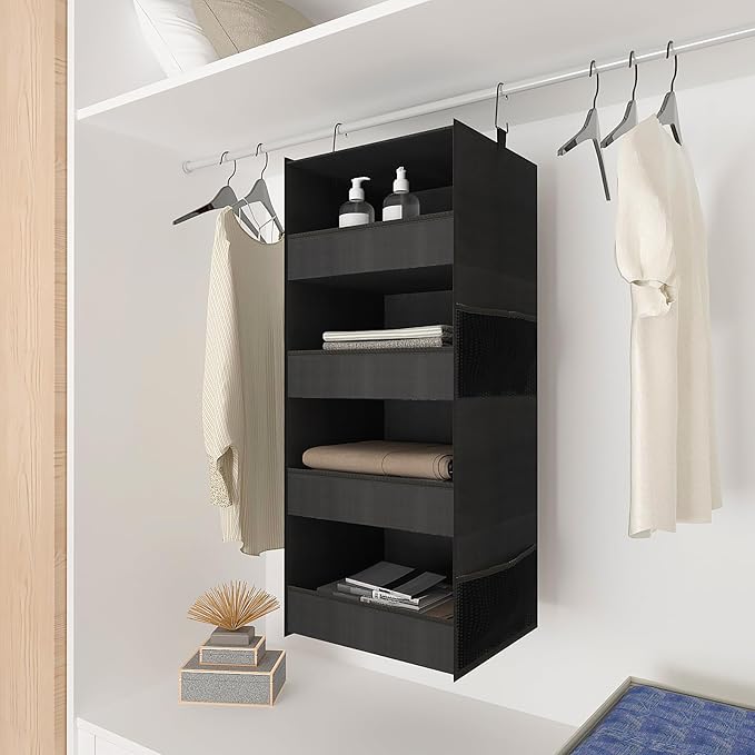 4-Shelf Hanging Closet Organizer and Storage Foldable Hanging Closet Shelves