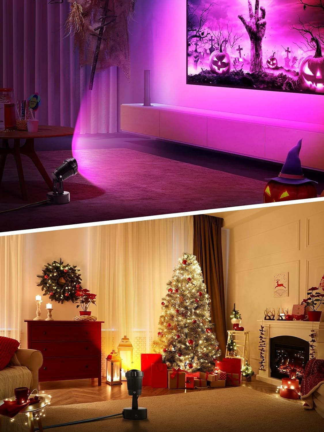 ZUCKEO LED Spot Lights Indoor RGB Up Lights with Remote, 120V 10W Uplighting Indoor Spotlight Plug in, 4.92FT Code Accent Flood Light Color Changing Landscape Lighting for Christmas Halloween(4Pack)