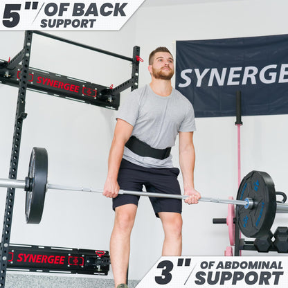 Synergee Weightlifting Belt 5” Padded Support for Squats Deadlifts Powerlifting & Cross Training - XX-Large
